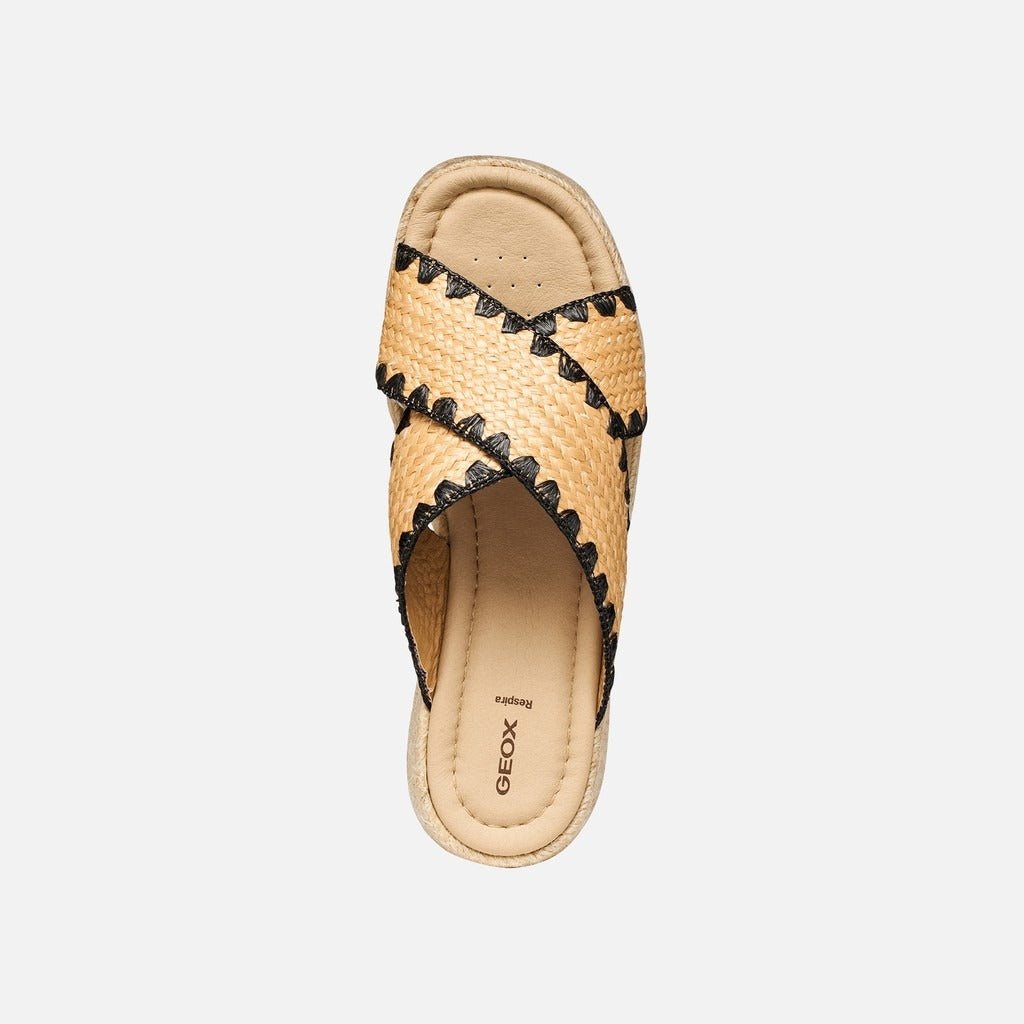 Young Ideas & Henmores - Alemeria Slide On Wedges - Natural/Black - 4
