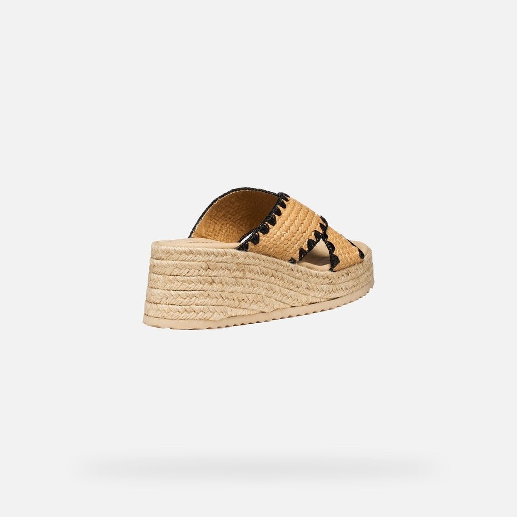 Young Ideas & Henmores - Alemeria Slide On Wedges - Natural/Black - 4