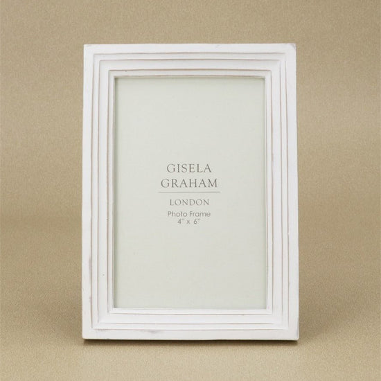 Young Ideas/Henmores - Antique Groove Resin Picture Frame - White - 4x6