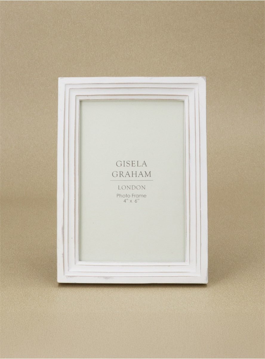 Young Ideas/Henmores - Antique Groove Resin Picture Frame - White - 4x6