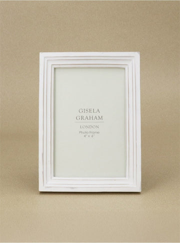 Young Ideas/Henmores - Antique Groove Resin Picture Frame - White - 4x6