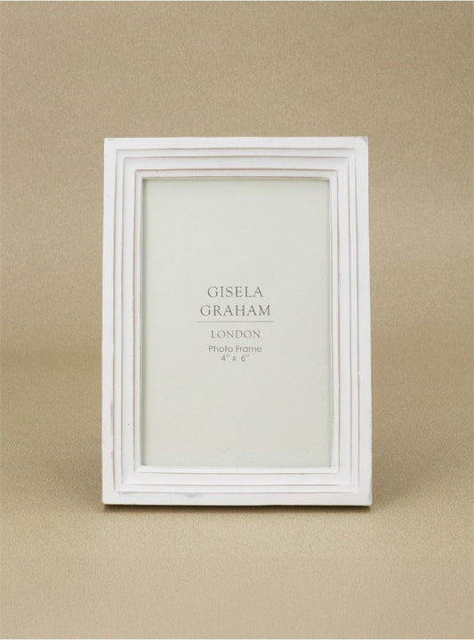 Young Ideas/Henmores - Antique Groove Resin Picture Frame - White - 4x6