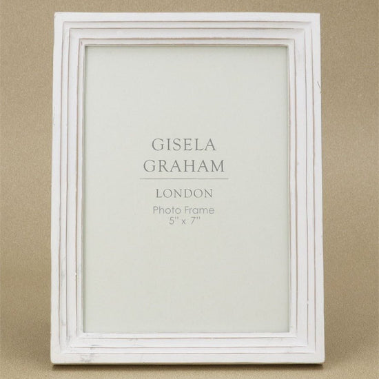 Young Ideas/Henmores - Antique Groove Resin Picture Frame - White - 5x7