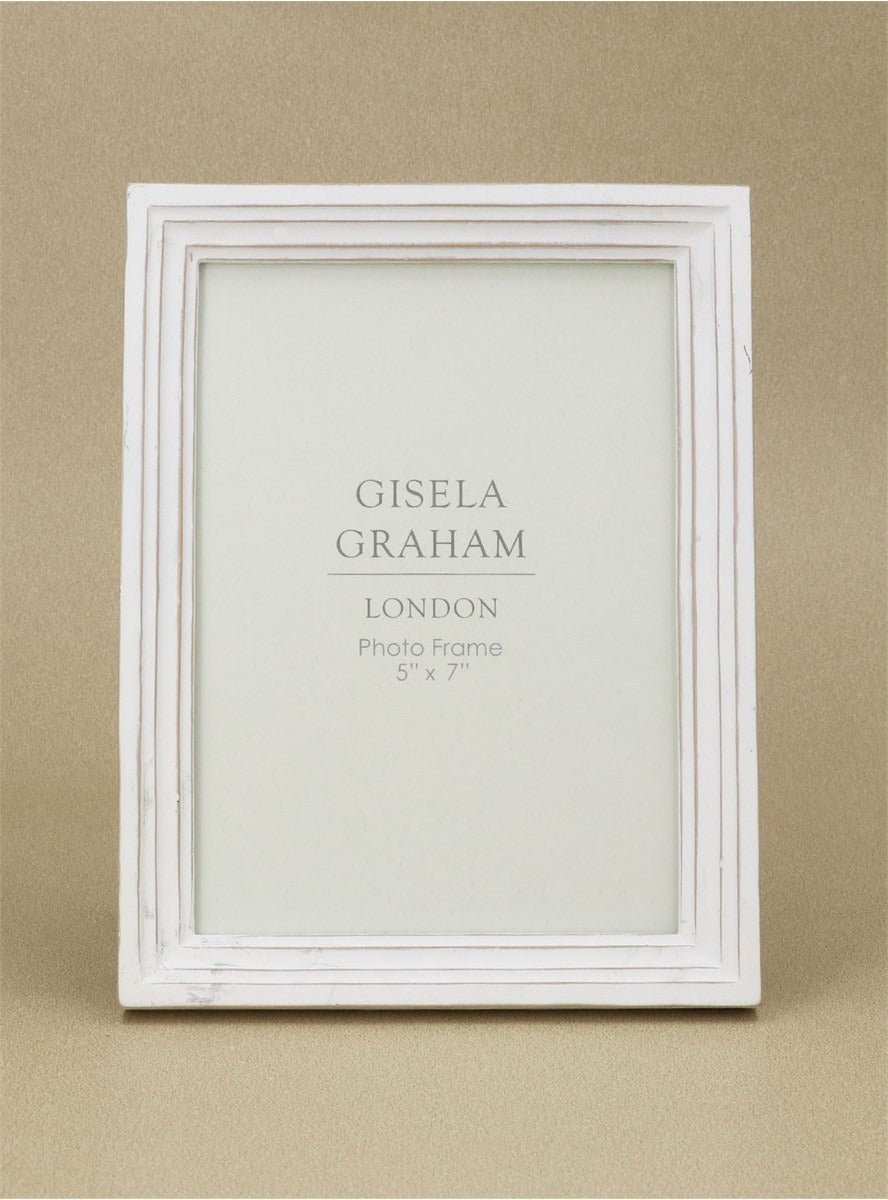 Young Ideas/Henmores - Antique Groove Resin Picture Frame - White - 5x7