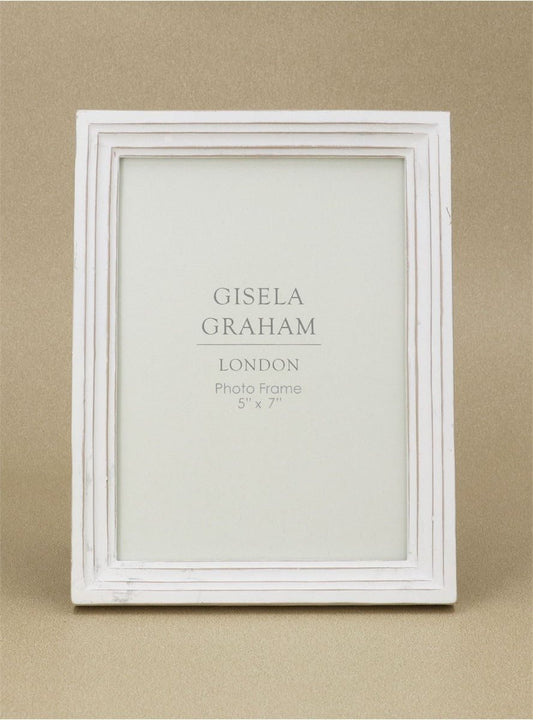 Young Ideas/Henmores - Antique Groove Resin Picture Frame - White - 5x7