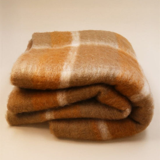 Young Ideas/Henmores - Checked Tassel Fringe Cosy Throw - Terracotta - OS