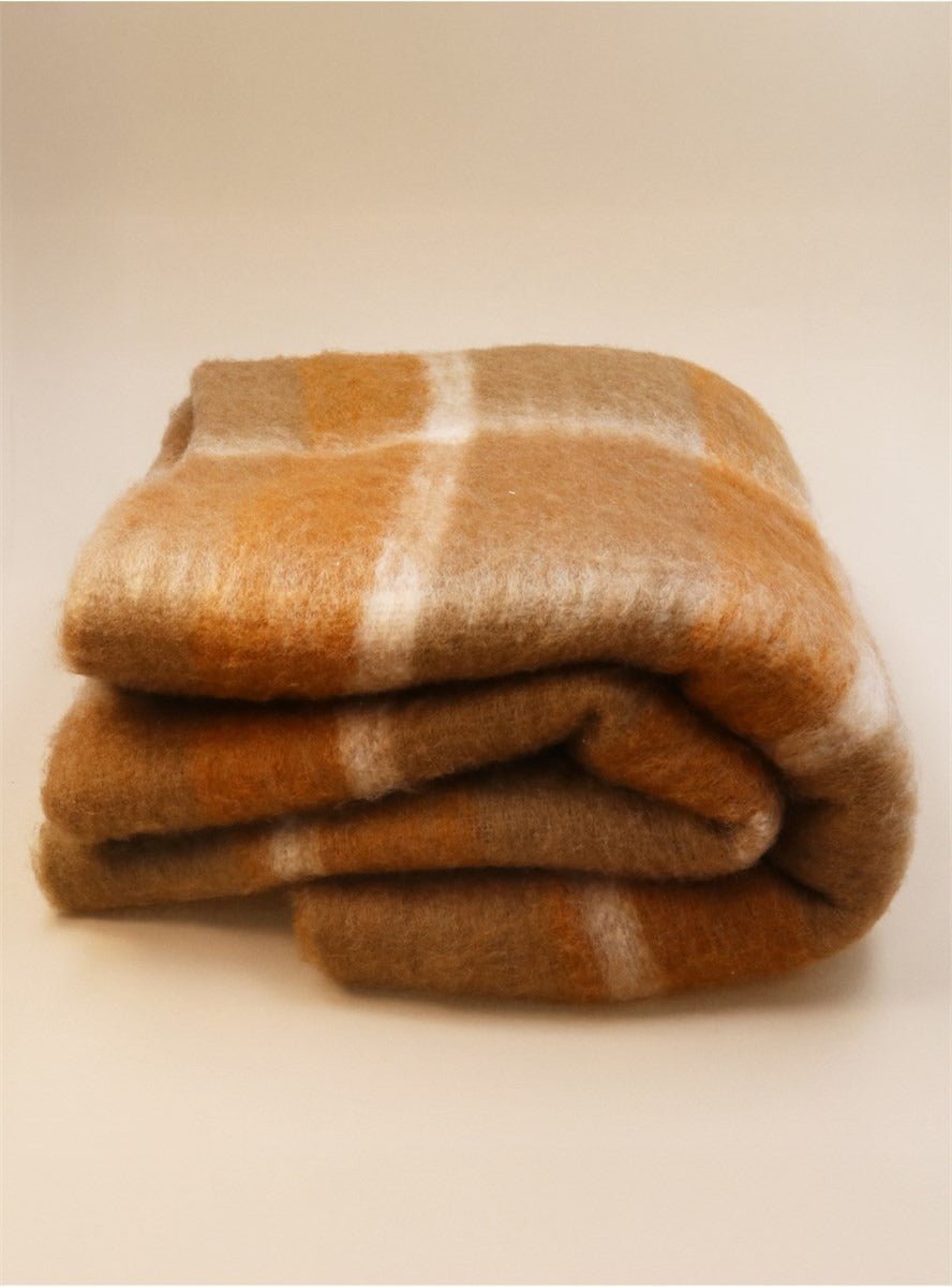 Young Ideas/Henmores - Checked Tassel Fringe Cosy Throw - Terracotta - OS