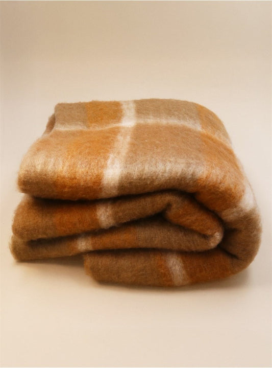 Young Ideas/Henmores - Checked Tassel Fringe Cosy Throw - Terracotta - OS