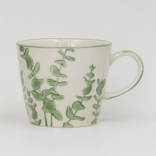 Young Ideas/Henmores - Eucalyptus Stoneware Mug - White/Green - OS
