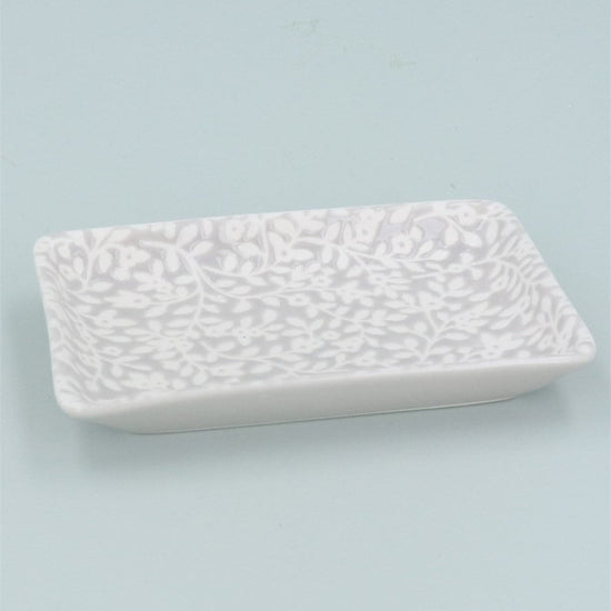 Young Ideas/Henmores - Floral Vines Porcelain Trinket Dish - Light Grey - S