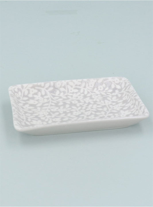 Young Ideas/Henmores - Floral Vines Porcelain Trinket Dish - Light Grey - S