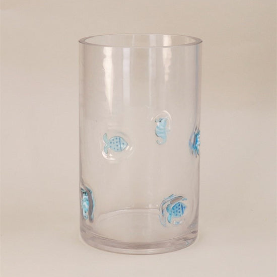Young Ideas/Henmores - Glass Embossed Sealife Tube Vase - Clear/Blue - OS