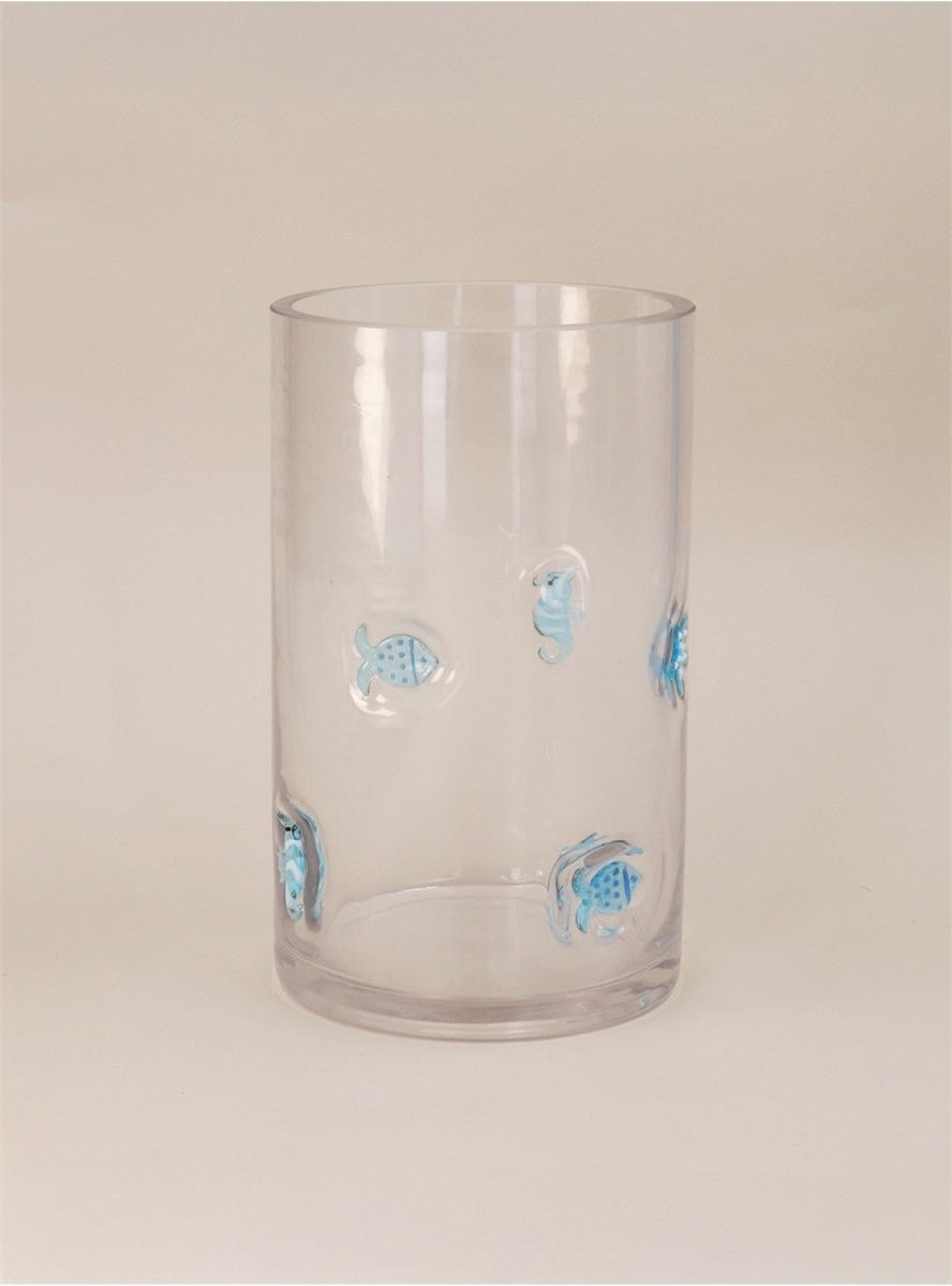 Young Ideas/Henmores - Glass Embossed Sealife Tube Vase - Clear/Blue - OS