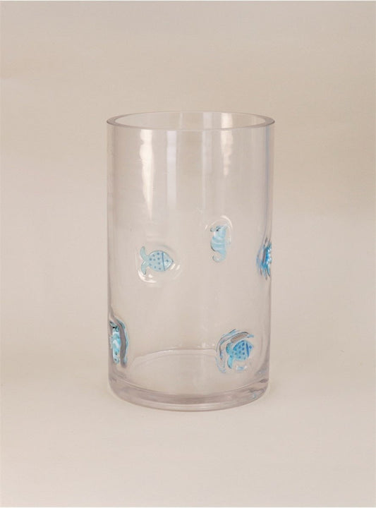 Young Ideas/Henmores - Glass Embossed Sealife Tube Vase - Clear/Blue - OS