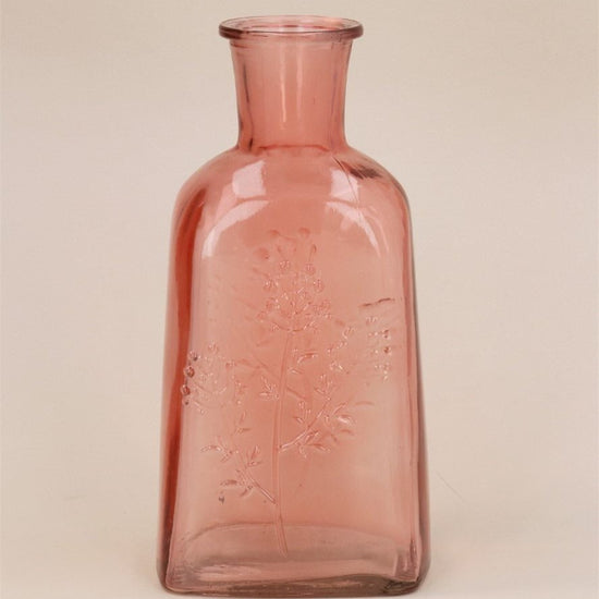 Young Ideas/Henmores - Glass Wild Flower Bottle Vase - Dusky Pink - OS
