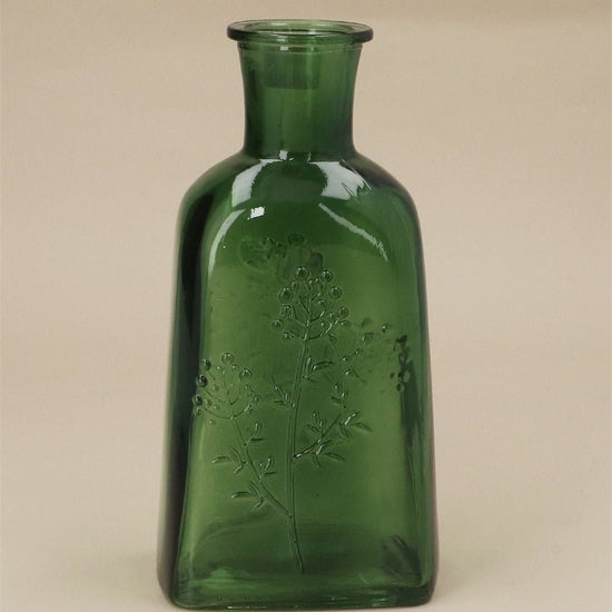Young Ideas/Henmores - Glass Wildflower Bottle Vase - Emerald Green - OS