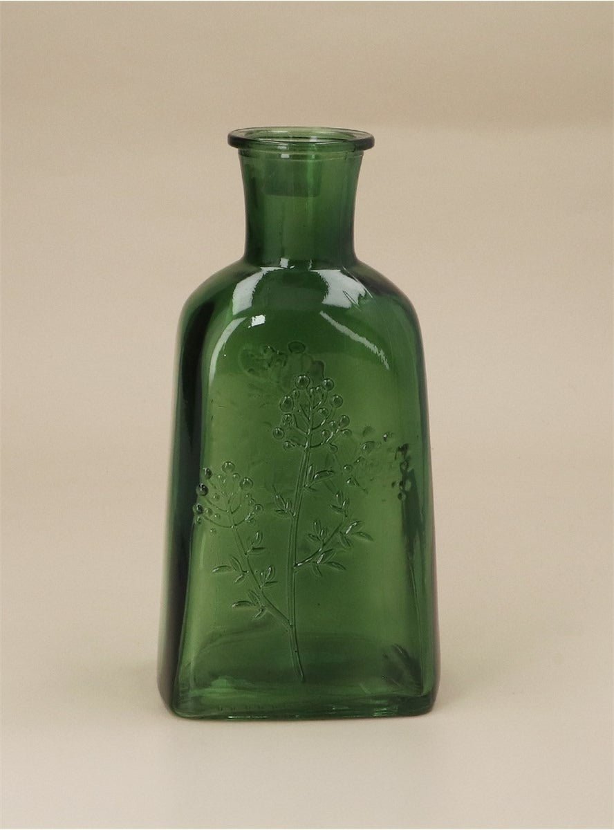 Young Ideas/Henmores - Glass Wildflower Bottle Vase - Emerald Green - OS