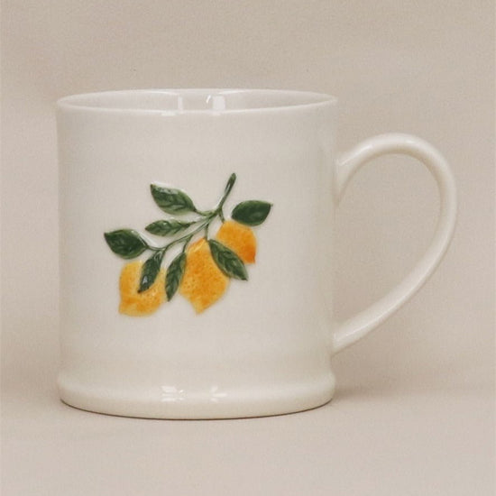 Young Ideas/Henmores - Lemon Branch Stoneware Mug - White - OS