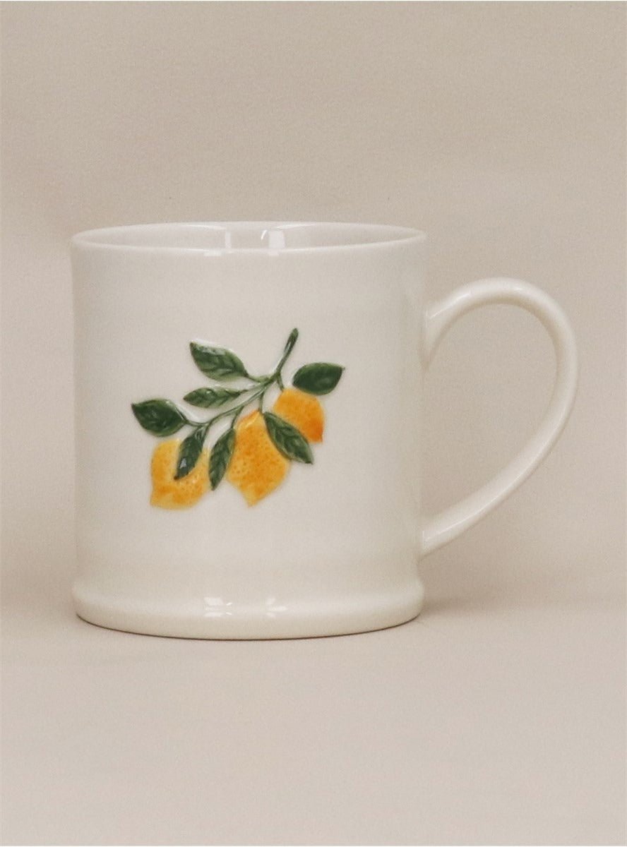 Young Ideas/Henmores - Lemon Branch Stoneware Mug - White - OS