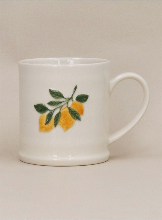 Young Ideas/Henmores - Lemon Branch Stoneware Mug - White - OS