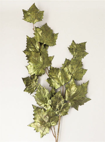 Young Ideas & Henmores -Metallic Maple Leaf Spray -Green -OS
