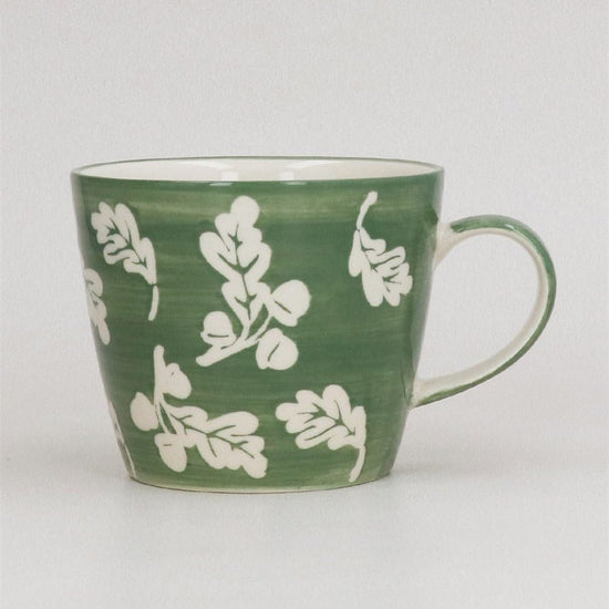 Young Ideas/Henmores - Oak Leaves Stoneware Mug - Green/White - OS