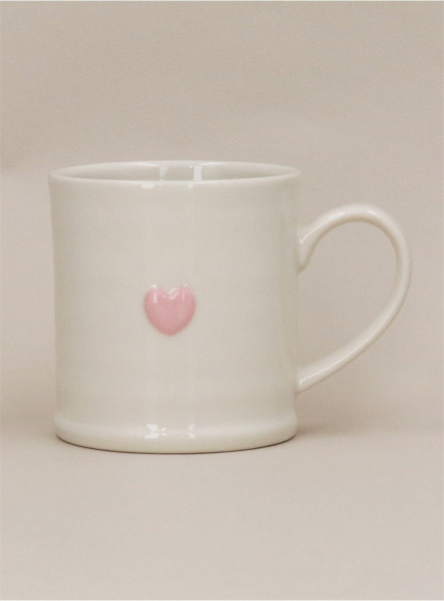 Young Ideas/Henmores - Pink Heart Stoneware Mug - White - OS