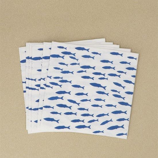 Young Ideas/Henmores - Shoal of Fish Paper Napkin - 20 pack - Blue - OS