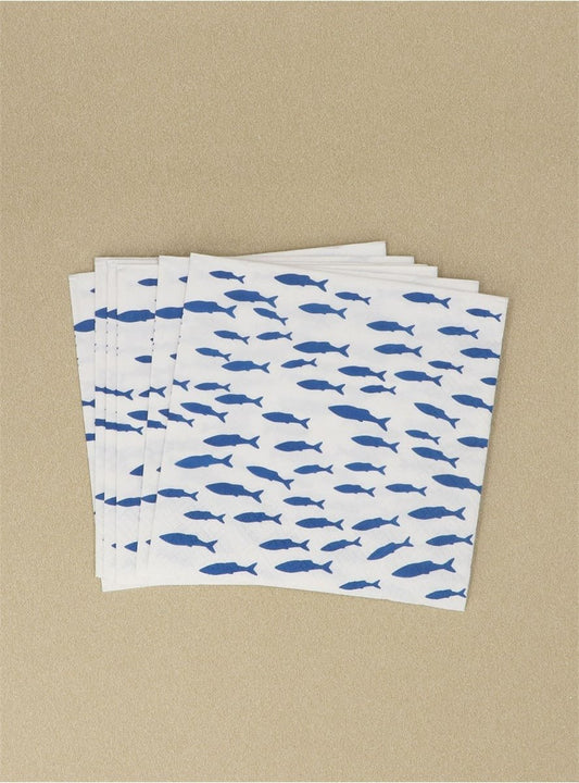 Young Ideas/Henmores - Shoal of Fish Paper Napkin - 20 pack - Blue - OS