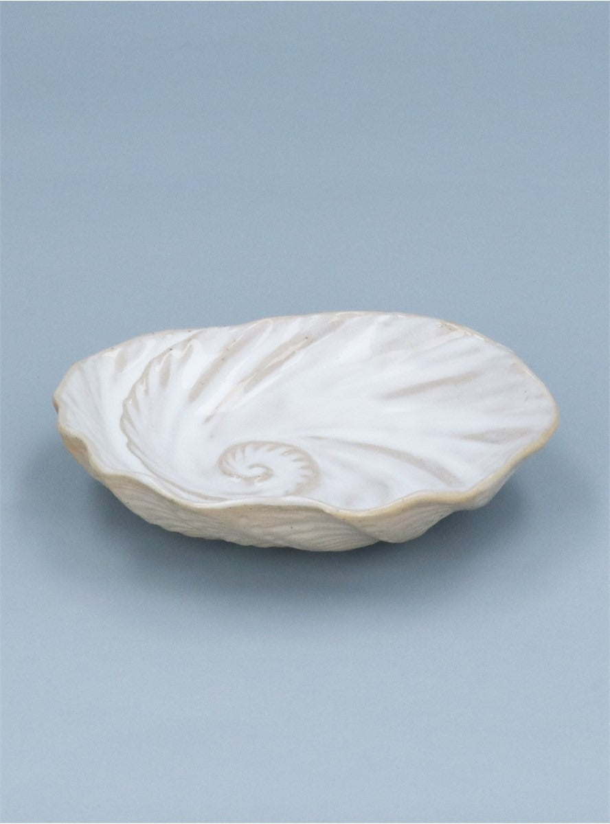 Young Ideas/Henmores - Spiral Shell Stoneware Trinket Dish - White - OS