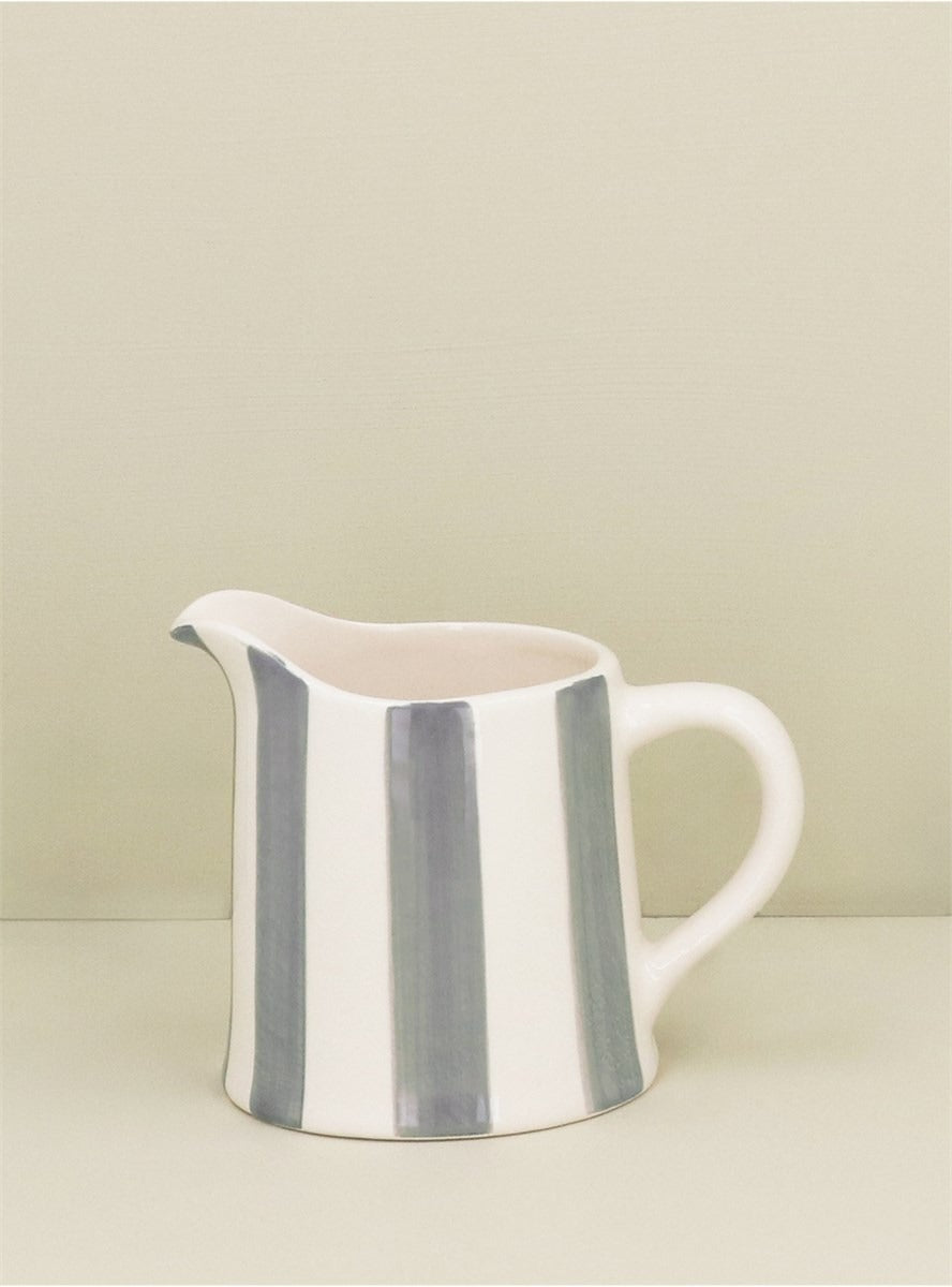 Young Ideas/Henmores - Stripe Ceramic Creamer Jug - White/Grey - OS