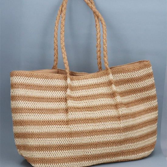 Young Ideas/Henmores - Striped Crochet Oversized Shopper Bag - Natural - OS