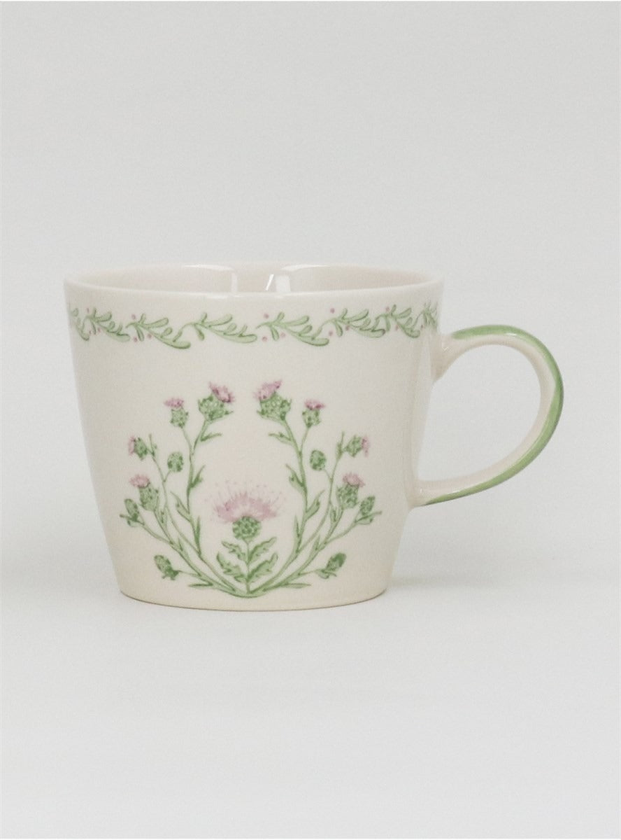 Young Ideas/Henmores - Thistle Stoneware Mug - White/Green - OS