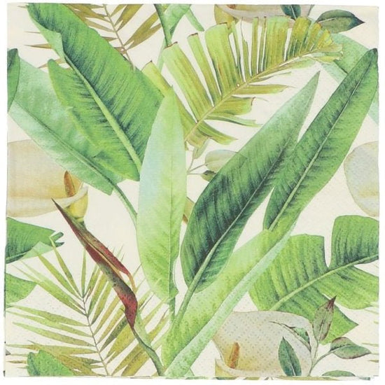 Young Ideas & Henmores - Tropical Leaves Paper Napkin - 20 pack - Green - OS