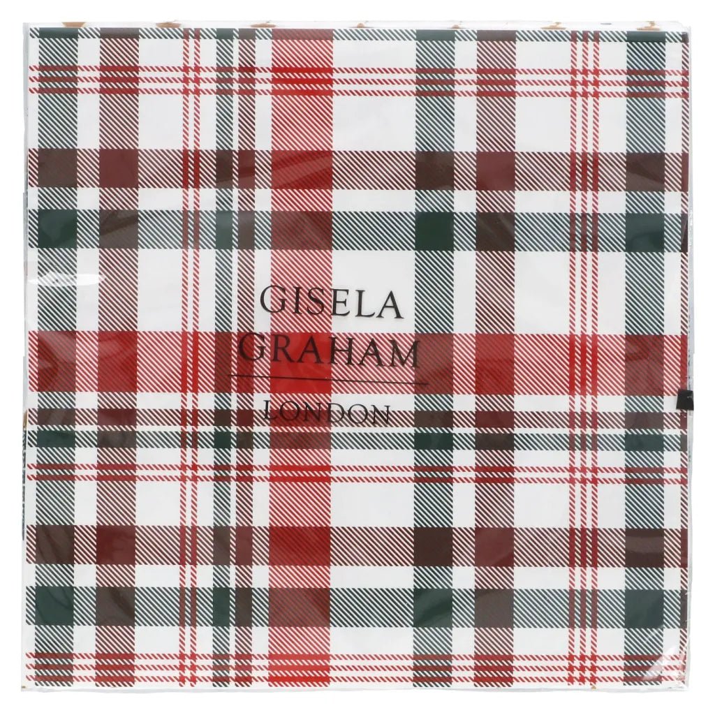 Young Ideas & Henmores -Woodland Plaid Paper Napkin - 20 pack -White -OS