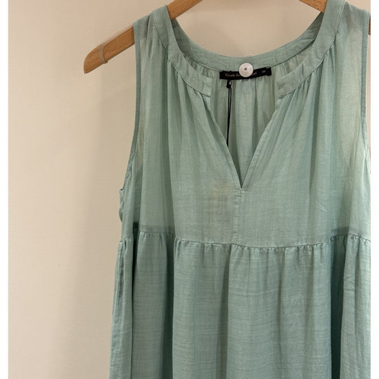 Young Ideas/Henmores - Crete V Neck Sleeveless Maxi Dress - 41701 Sea Green Gold - XS