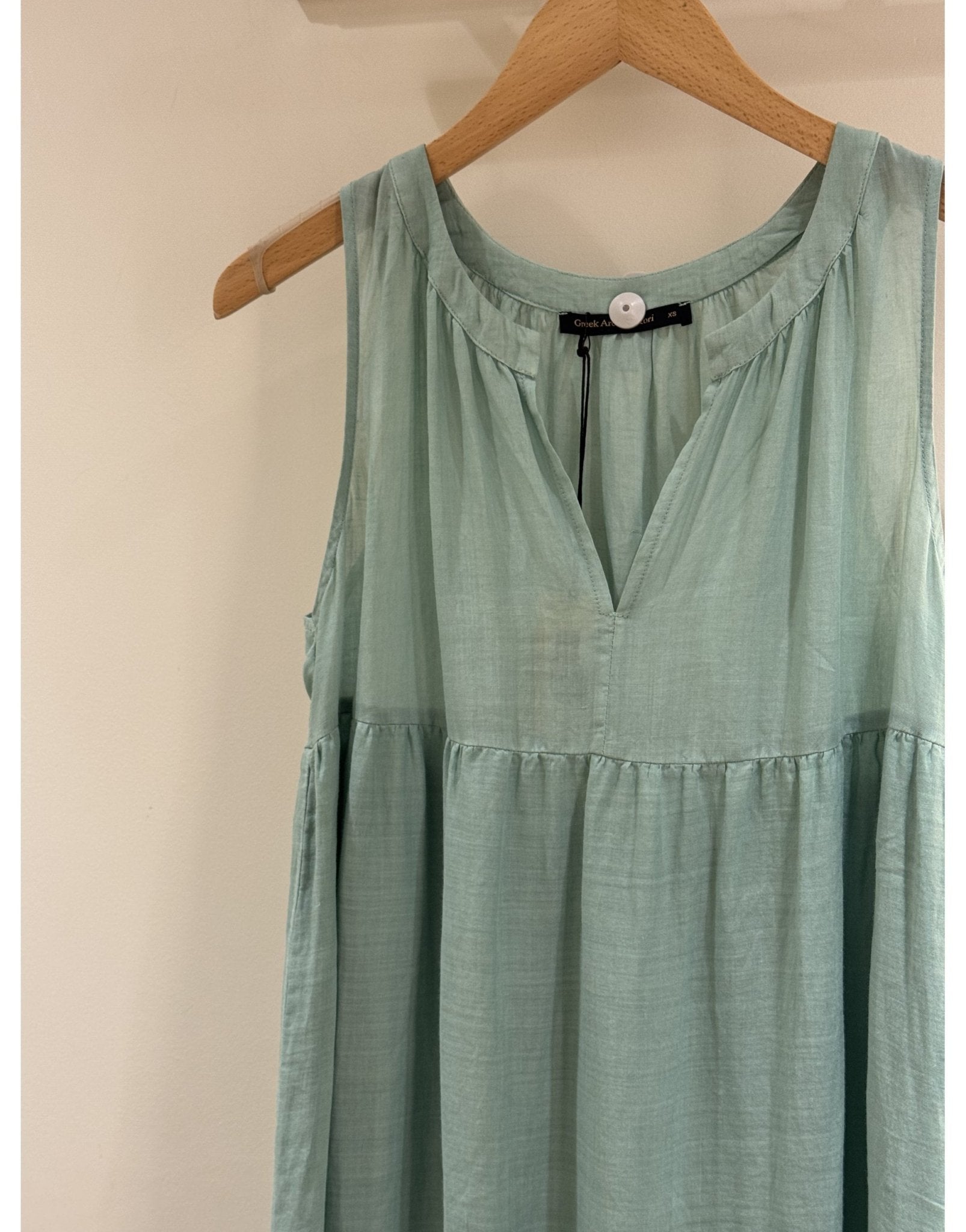 Young Ideas/Henmores - Crete V Neck Sleeveless Maxi Dress - 41701 Sea Green Gold - XS