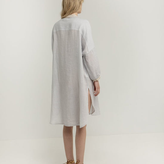 Young Ideas/Henmores - Cross Side Split Kaftan Dress - 2301 Light Grey Gold - XS