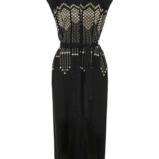 Young Ideas & Henmores -Grape Chemisier Sleeveless Midi Dress -Black/Gold -M