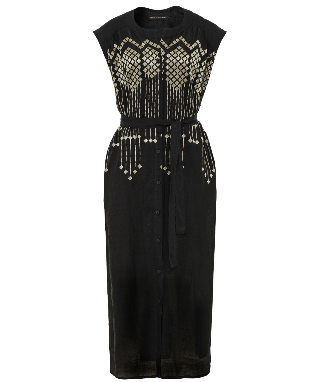 Young Ideas & Henmores -Grape Chemisier Sleeveless Midi Dress -Black/Gold -M