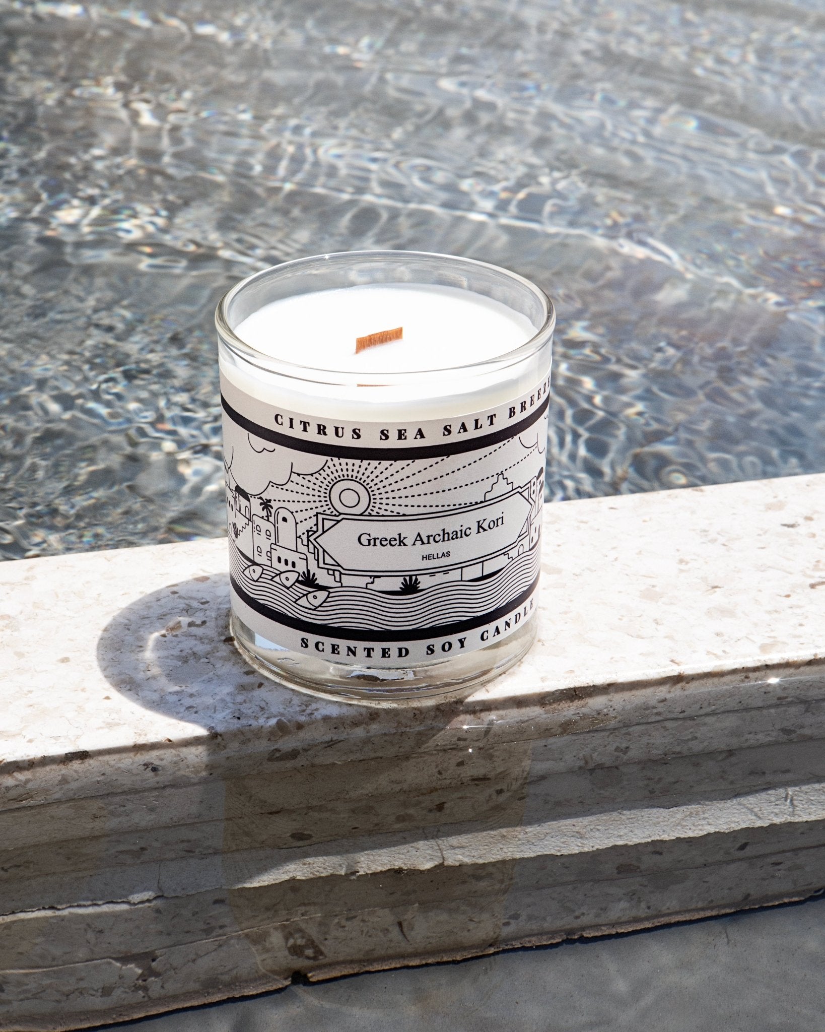 Young Ideas & Henmores - Hellas Scented Candle - Citrus Sea Salt Breeze - 