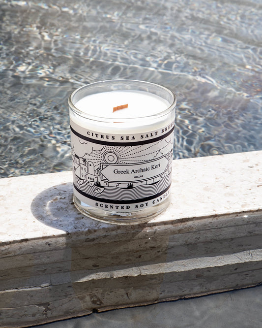 Young Ideas & Henmores - Hellas Scented Candle - Citrus Sea Salt Breeze - 
