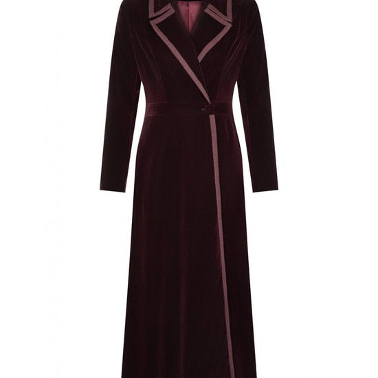 Young Ideas/Henmores - Isla Long Velvet Dress Coat - Purple - 8