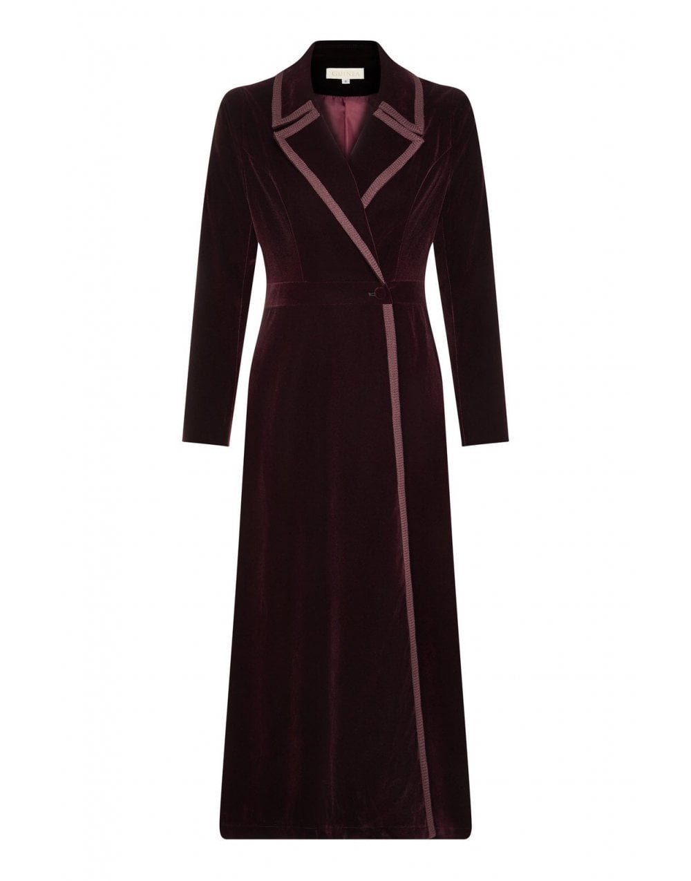Young Ideas/Henmores - Isla Long Velvet Dress Coat - Purple - 8