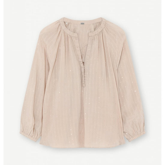 Young Ideas/Henmores - Annsofie Sequin V Neck Blouse - 7586 Nude Pink - 8