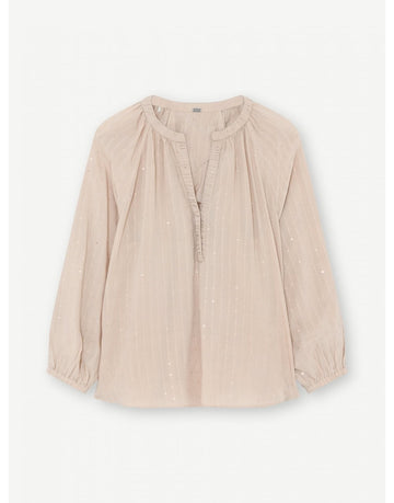 Young Ideas/Henmores - Annsofie Sequin V Neck Blouse - 7586 Nude Pink - 8