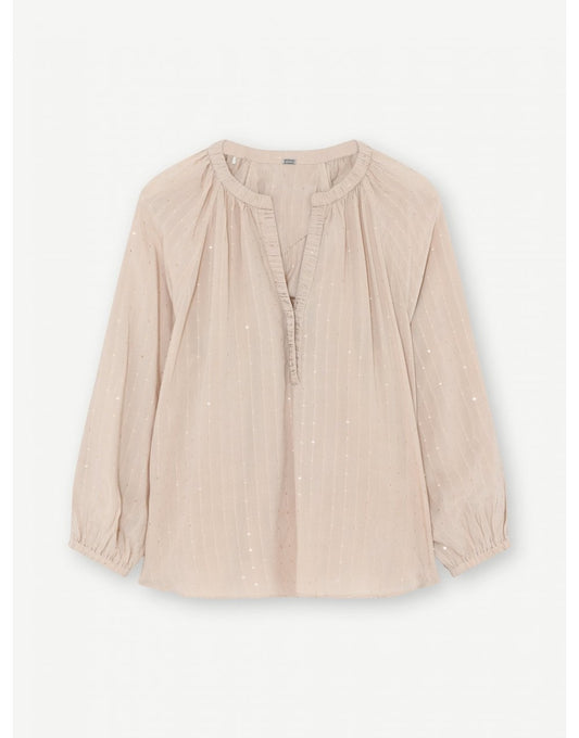 Young Ideas/Henmores - Annsofie Sequin V Neck Blouse - 7586 Nude Pink - 8