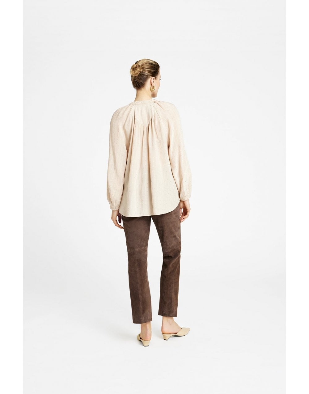 Young Ideas/Henmores - Annsofie Sequin V Neck Blouse - 7586 Nude Pink - 8