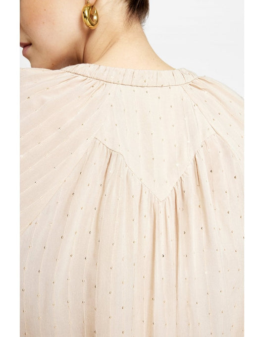 Young Ideas/Henmores - Annsofie Sequin V Neck Blouse - 7586 Nude Pink - 8