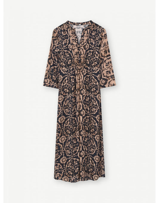 Young Ideas/Henmores - Halima Floral Long Sleeve Midi Dress - 7355 Pink Charcoal - 8